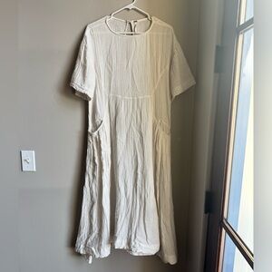 Free People Gauze Cotton Babydoll Dress XS White Boho Cottagecore Pockets